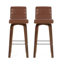 2pc Hargis Mid Century Modern Channel Stitch Bentwood Swivel Counter Height Barstools - Christopher Knight Home -Christopher Knight Home GUEST 05663b97 98fe 4d0d b2d6 44f8a984b198