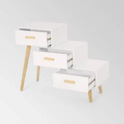 Payson Mid-Century Modern 3 Drawer Tiered Cabinet Matte White - Christopher Knight Home -Christopher Knight Home GUEST 06ac4820 611d 4783 ae99 c8f6f6c165df