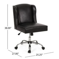 Bergen Contemporary Wingback Swivel Office Chair Midnight Black/Chrome - Christopher Knight Home -Christopher Knight Home GUEST 06efdf1c 807a 4f71 8c8a c0385ce4938e