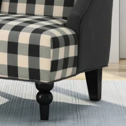 Toddman High-Back Club Chair Checkerboard Black/Dark Charcoal - Christopher Knight Home -Christopher Knight Home GUEST 08e8123b a7b7 4e78 936f 22a081277d06