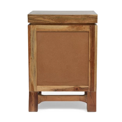 Wadley Boho Handcrafted Acacia Wood Nightstand Natural - Christopher Knight Home 8 Wadley Boho Handcrafted Acacia Wood Nightstand Natural - Christopher Knight Home - Image 6