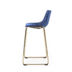 Cedric Modern Glam Velvet Counter Height Barstool Blue/Gold - Christopher Knight Home -Christopher Knight Home GUEST 1020e77f 1203 4981 944d 4f183a2c0d30