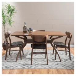 5pc Anise Dining Set Natural Walnut/Dark Brown - Christopher Knight Home