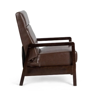 Fernhill Mid Century Modern Faux Leather Upholstered Pushback Recliner Dark Brown/Dark Espresso - Christopher Knight Home 4 Fernhill Mid Century Modern Faux Leather Upholstered Pushback Recliner Dark Brown/Dark Espresso - Christopher Knight Home - Image 2