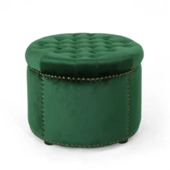 Tiernan Glam Velvet Tufted Ottoman - Christopher Knight Home -Christopher Knight Home GUEST 1511b5d6 9da6 4a3b 9914 9af04560d101