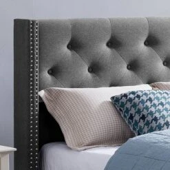 Queen Roz Upholstered Traditional Bed Charcoal Gray - Christopher Knight Home 6 Queen Roz Upholstered Traditional Bed Charcoal Gray - Christopher Knight Home -Christopher Knight Home GUEST 153ac57c c28f 41c3 8042 bd0841625242