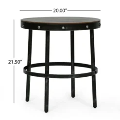 Rivet Modern Industrial Handcrafted Round Mango Wood Side Table Brown/Antique Gunmetal - Christopher Knight Home -Christopher Knight Home GUEST 16d15633 9787 4c71 b33d 750bc31a131f