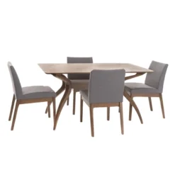 5pc Kwame 60" Curved Leg Dining Set - Christopher Knight Home -Christopher Knight Home GUEST 1b203fa5 58ae 40ec b4e6 50c1c002b3b8