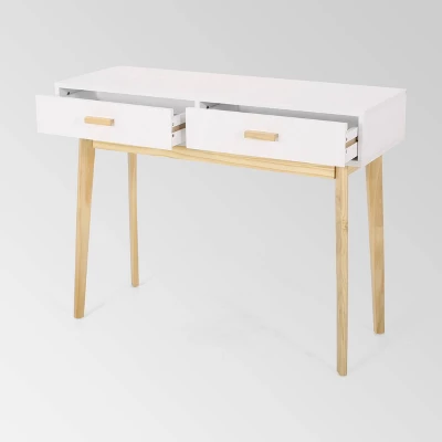 Pickford Mid-Century Modern 2 Drawer Console Table Matte White - Christopher Knight Home 4 Pickford Mid-Century Modern 2 Drawer Console Table Matte White - Christopher Knight Home - Image 2