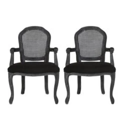 2pk Mina French Country Wood And Cane Upholstered Dining Chairs - Christopher Knight Home -Christopher Knight Home GUEST 1c078ae2 4265 47df a154 65e78665cc91