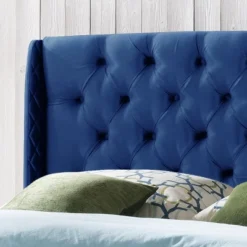 Queen/Full Lidia Wingback New Velvet Tufted Headboard Navy - Christopher Knight Home -Christopher Knight Home GUEST 1db8a820 0b0d 4404 9ae1 4bfd5c658c37