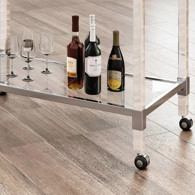 Mirren Modern Glass Bar Trolley Clear - Christopher Knight Home 6 Mirren Modern Glass Bar Trolley Clear - Christopher Knight Home - Image 4