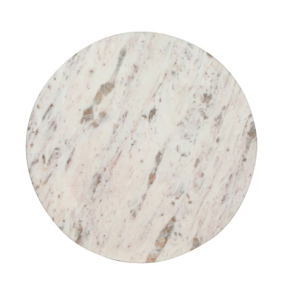 Lenhart Modern Glam Handcrafted Marble Top Aluminum Side Table Nickel/White - Christopher Knight Home 4 Lenhart Modern Glam Handcrafted Marble Top Aluminum Side Table Nickel/White - Christopher Knight Home - Image 2