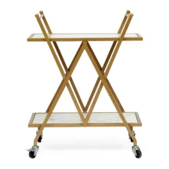 Chaves Handcrafted Modern Glam Marble Bar Cart Gold/White - Christopher Knight Home -Christopher Knight Home GUEST 231c5a4c e189 42e8 a921 1068187ff787
