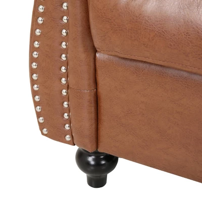 Silverdale Traditional Chesterfield Loveseat Cognac Brown/Dark Brown - Christopher Knight Home 5 Silverdale Traditional Chesterfield Loveseat Cognac Brown/Dark Brown - Christopher Knight Home - Image 3