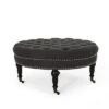 Cimarron Contemporary Round Ottoman With Rolling Casters - Christopher Knight Home