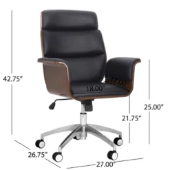 Cannonade Mid-Century Modern Swivel Office Chair Black/Walnut - Christopher Knight Home -Christopher Knight Home GUEST 28894c7a 5b49 4086 9e24 df44d82718a7