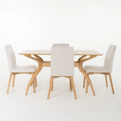 5pc 60" Orrin Curved Leg Dining Set - Christopher Knight Home 7 5pc 60" Orrin Curved Leg Dining Set - Christopher Knight Home - Image 5