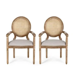 Set Of 2 Judith French Country Wood And Cane Upholstered Dining Chairs - Christopher Knight Home -Christopher Knight Home GUEST 2c59c3e5 33ce 4547 a3fa 43c58b06465c