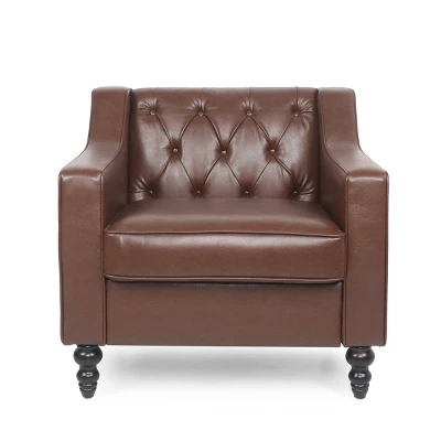 Furman Contemporary Tufted Club Chair Cognac - Christopher Knight Home 12 Furman Contemporary Tufted Club Chair Cognac - Christopher Knight Home - Image 10