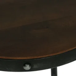 Rivet Modern Industrial Handcrafted Round Mango Wood Side Table Brown/Antique Gunmetal - Christopher Knight Home -Christopher Knight Home GUEST 35db3b2e 5492 4917 8a65 eb338178dbf1