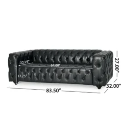 Sagewood Contemporary Faux Leather Tufted 3 Seater Sofa Midnight Black/Dark Brown - Christopher Knight Home -Christopher Knight Home GUEST 379a548f 42af 4d2b bceb 1da36fc97cd1