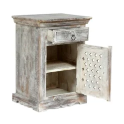 Tijeras Handcrafted Boho Mango Wood Nightstand Distressed White - Christopher Knight Home -Christopher Knight Home GUEST 37b708a1 ff6e 4b16 b607 1ba30b0c6e6c