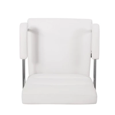 Gehring Modern Channel Stitched Swivel Office Lift Chair White/Chrome - Christopher Knight Home 4 Gehring Modern Channel Stitched Swivel Office Lift Chair White/Chrome - Christopher Knight Home - Image 2
