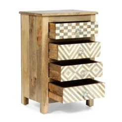 Sandia Handcrafted Boho 4 Drawer Mango Wood Nightstand Natural/White - Christopher Knight Home -Christopher Knight Home GUEST 3f5afbbd 25d9 4c5d b509 33165d4eb5bd