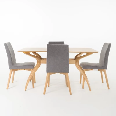 5pc 60" Orrin Curved Leg Dining Set - Christopher Knight Home 6 5pc 60" Orrin Curved Leg Dining Set - Christopher Knight Home - Image 4