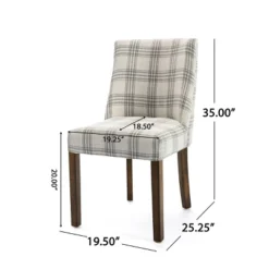 2pk Harman Contemporary Upholstered Plaid Dining Chairs Gray/Light Beige/Brown - Christopher Knight Home -Christopher Knight Home GUEST 44f83184 b26d 4d60 996b e440176cff87