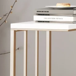 Set Of 2 Baywinds Modern Glam C-Shaped Accent Table White/Champagne Gold - Christopher Knight Home -Christopher Knight Home GUEST 4810a620 38f6 4dca 92f6 45be136924ff