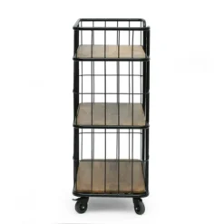 Colwill Modern Industrial Handcrafted Mango Wood Kitchen Cart With Wheels Natural/Black - Christopher Knight Home -Christopher Knight Home GUEST 4958d289 91d5 4028 9b57 bbd7d2e5e7dc