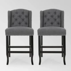 Set Of 2 Foxcroft Wingback Counter Height Barstools - Christopher Knight Home -Christopher Knight Home GUEST 496e7b36 5454 4c8d b1e0 0b859546dee7