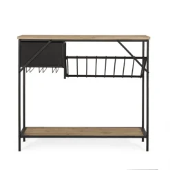 Boster Boho Industrial 8 Bottle Wine Rack Console Table With Storage Natural/Black - Christopher Knight Home -Christopher Knight Home GUEST 4f47175d b477 4924 ac1d 4de8bc7afd74