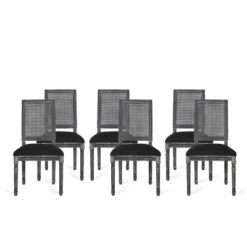 Set Of 6 Regina French Country Wood And Cane Upholstered Dining Chairs - Christopher Knight Home -Christopher Knight Home GUEST 5447129e 49cd 429c 98f0 b2448f9da6d8