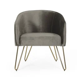 Grelton Modern Glam Velvet Club Chair With Hairpin Legs - Christopher Knight Home -Christopher Knight Home GUEST 54874bc6 64a2 45db 8fce e09b555e208f