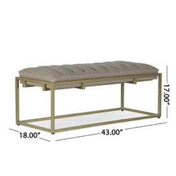 Riebe Contemporary Handmade Channel Stitch Ottoman Bench Dark Cream/Matte Gold - Christopher Knight Home -Christopher Knight Home GUEST 5b35c381 0e2e 414b 9356 4986765571ca