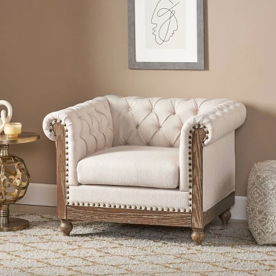 Castalia Chesterfield Tufted Fabric Club Chair With Nailhead Trim - Christopher Knight Home 3 Castalia Chesterfield Tufted Fabric Club Chair With Nailhead Trim - Christopher Knight Home