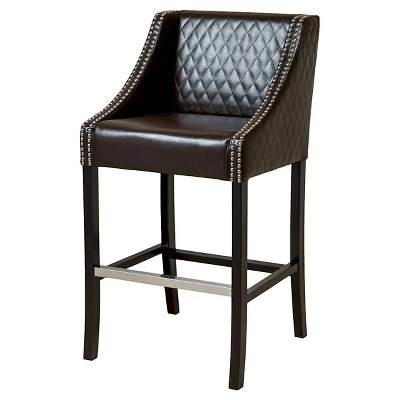 28" Milano Quilted Bonded Leather Barstool - Christopher Knight Home 7 28" Milano Quilted Bonded Leather Barstool - Christopher Knight Home - Image 5