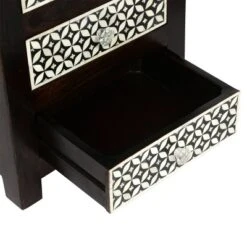 Benewah Handcrafted Boho 3 Drawer Mango Wood Nightstand Dark Walnut/Black/White - Christopher Knight Home -Christopher Knight Home GUEST 68d6c893 ed64 41a2 8f87 c87ab1d863f4