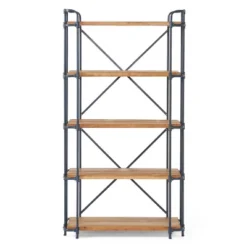 Yorktown 66.75" 5-Shelf Industrial Bookcase Brown - Christopher Knight Home -Christopher Knight Home GUEST 69a7267c f216 4ef1 9cb6 cb8f17318393