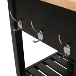 Byway Contemporary Kitchen Cart With Wheels Black/Natural - Christopher Knight Home -Christopher Knight Home GUEST 70fd5057 c07a 42a4 907e b8aae2375dda