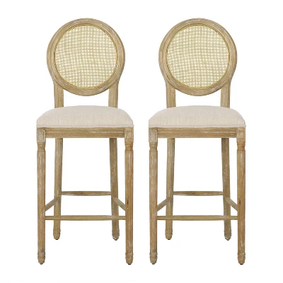 2pc Epworth French Country Wooden Barstools With Upholstered Seating - Christopher Knight Home 6 2pc Epworth French Country Wooden Barstools With Upholstered Seating - Christopher Knight Home - Image 4