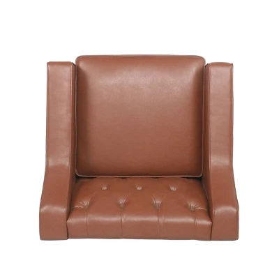 Furman Contemporary Tufted Club Chair Cognac - Christopher Knight Home 6 Furman Contemporary Tufted Club Chair Cognac - Christopher Knight Home - Image 4