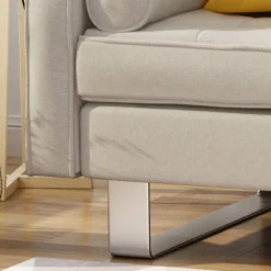 Typhaine Modern Fabric Chaise Loveseat Beige - Christopher Knight Home -Christopher Knight Home GUEST 75396e10 b4df 4828 83a9 6b1a4297b873