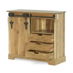 Laymon Modern Industrial Handcrafted Acacia Wood Live Edge Sideboard With Sliding Door Natural/Black - Christopher Knight Home -Christopher Knight Home GUEST 7979d898 baad 45b6 8a14 c5b9dd047cff