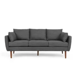 Feichko Contemporary Fabric Pillow Back 3 Seater Sofa - Christopher Knight Home -Christopher Knight Home GUEST 7b46eb55 34c1 4128 97e2 ab597049ffd7