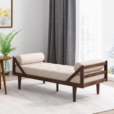 Rayle Contemporary Tufted Chaise Lounge With Rolled Accent Pillows - Christopher Knight Home 3 Rayle Contemporary Tufted Chaise Lounge With Rolled Accent Pillows - Christopher Knight Home