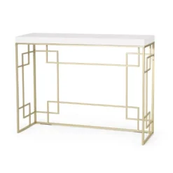 Depue Modern Glam Geometric Console Table Gold/White - Christopher Knight Home -Christopher Knight Home GUEST 7e469e46 bd8c 4ada 842a 6b49b8661194